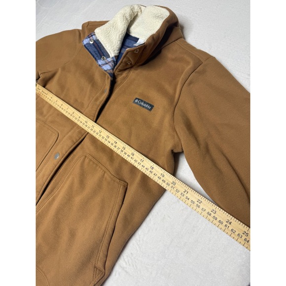 Columbia Women's Hart Mountain Shacket Lined Fleece Camel Plaid Medium - Picture 6 of 9